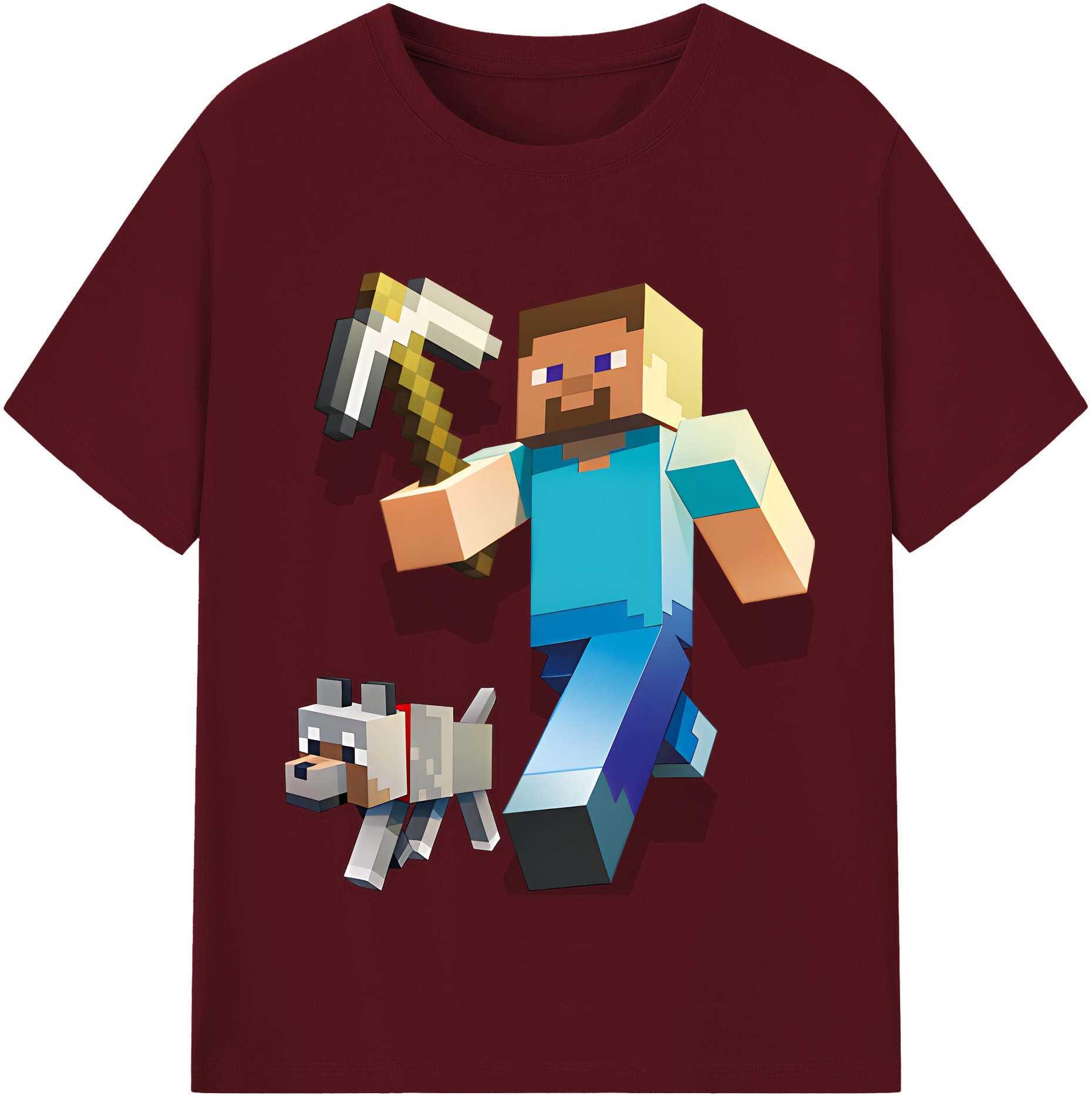 （画像用） マインクラフト ブロックの世界 Minecraft MC Block world 綿100％半袖Tシャツ（フロントプリント）